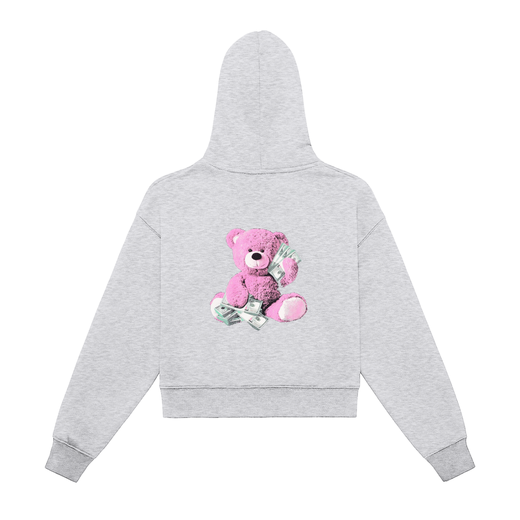 Fleeced Zip-Up Cropped Hoodie